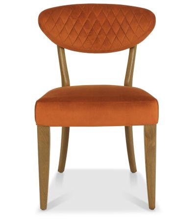 Ellipse Rustic Oak Upholstered Chair - Rust Velvet Fabric (Pair) by Bentley Designs | Style Our Home