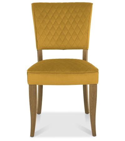 Logan Rustic Oak Upholstered Chair - Mustard Velvet Fabric (Pair) by Bentley Designs | Style Our Home