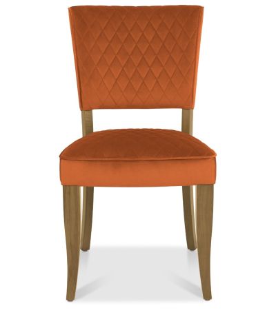 Logan Rustic Oak Upholstered Chair - Rust Velvet Fabric (Pair) by Bentley Designs | Style Our Home