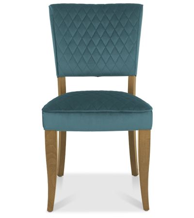 Logan Rustic Oak Upholstered Chair - Azure Velvet Fabric (Pair) by Bentley Designs | Style Our Home