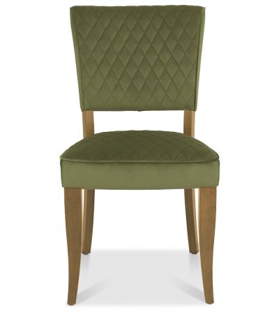 Logan Rustic Oak Upholstered Chair - Cedar Velvet Fabric (Pair) by Bentley Designs | Style Our Home