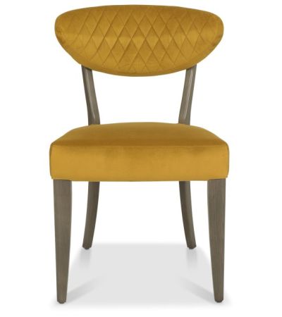 Ellipse Fumed Oak Upholstered Chair - Mustard Velvet Fabric (Pair) by Bentley Designs | Style Our Home