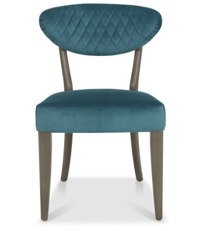 Ellipse Fumed Oak Upholstered Chair - Azure Velvet Fabric (Pair) by Bentley Designs | Style Our Home