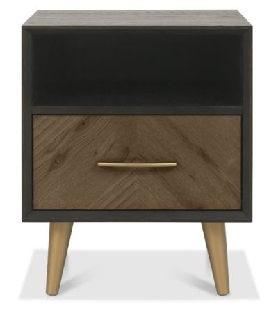 Sienna Fumed Oak & Peppercorn 1 Drawer Nightstand by Bentley Designs | Style Our Home