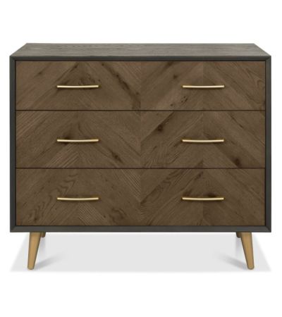 Sienna Fumed Oak & Peppercorn 3 Drawer Chest by Bentley Designs | Style Our Home