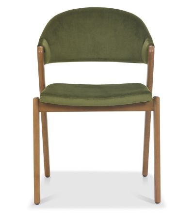 Camden Rustic Oak Upholstered Chair in a Cedar Velvet Fabric (Pair) by Bentley Designs | Style Our Home