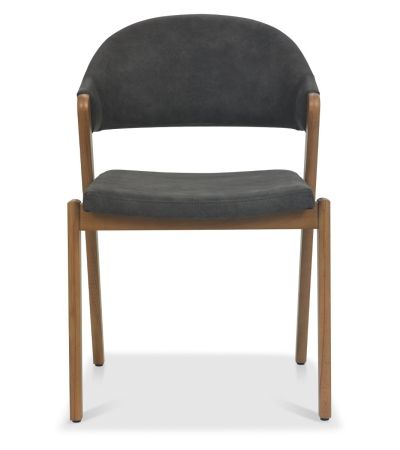 Camden Rustic Oak Upholstered Chair in a Dark Grey Fabric (Pair) by Bentley Designs | Style Our Home