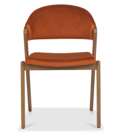 Camden Rustic Oak Upholstered Chair in a Rust Velvet Fabric (Pair) by Bentley Designs | Style Our Home