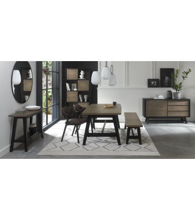 Camden Weathered Oak 4-6 Seater Table & 2 Side Chairs in Old West Vintage & Small Bench by Bentley Designs | Style Our Home