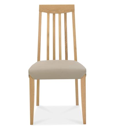 Bergen Oak 2-4 Seater Table & 2 Slat Back Chairs in Grey Bonded Leather