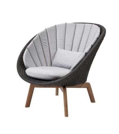 Peacock Dark Grey with Teak Legs Lounge Chair by Cane-line | Style Our Home