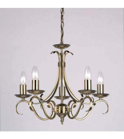 Bernice 5 Pendant Light Antique Brass