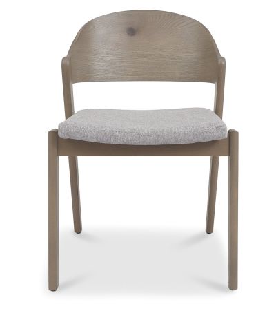 Vega Grey Oiled Oak Ply Back Chair - Grey Fabric (Pair)