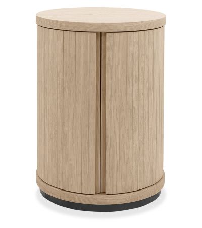 Vega Scandi Oak & Peppercorn Round Lamp Table
