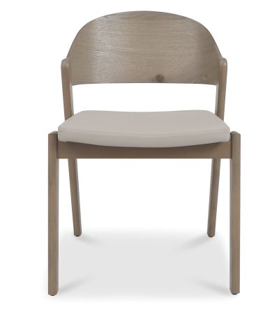 Vega Grey Oiled Oak Ply Back Chair - Grey Bonded Leather (Pair)