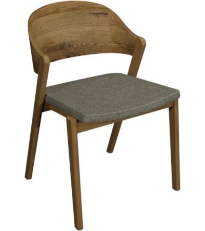 Vega Rustic Oak Ply Back Chair - Grey Fabric (Pair)