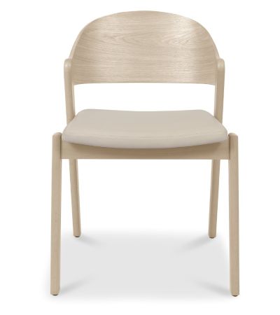 Vega Scandi Oak Ply Back Chair - Ivory Bonded Leather (Pair)