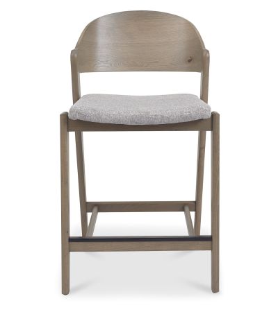 Vega Grey Oiled Oak Bar Stool - Grey Fabric (Single)