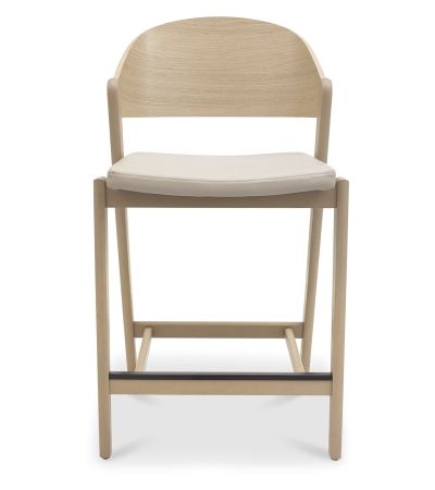 Vega Scandi Oak Bar Stool - Ivory Bonded Leather (Single)