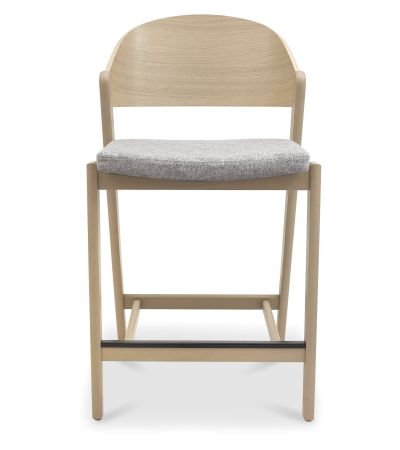 Vega Scandi Oak Bar Stool - Grey Fabric (Single) by Bentley Designs | Style Our Home