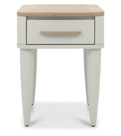 Larsen Scandi Oak & Soft Grey Lamp Table with Drawerby Bentle by Designs | Style Our Home
