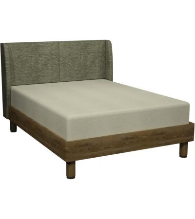 Vega Knotty Oak & Weathered Oak Upholstered Bedstead King 150cm - Pearl Velvet Fabric