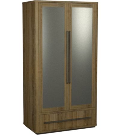 Vega Knotty Oak & Weathered Oak Double Wardrobe