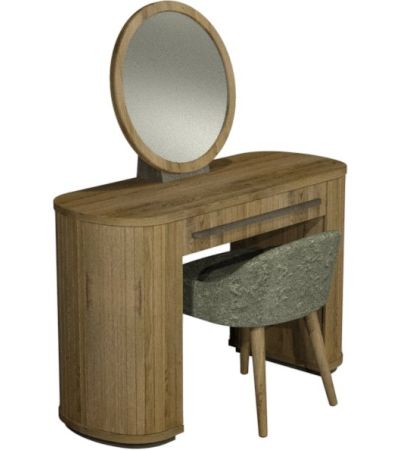 Vega Knotty Oak & Weathered Oak Stool - Pearl Velvet Fabric
