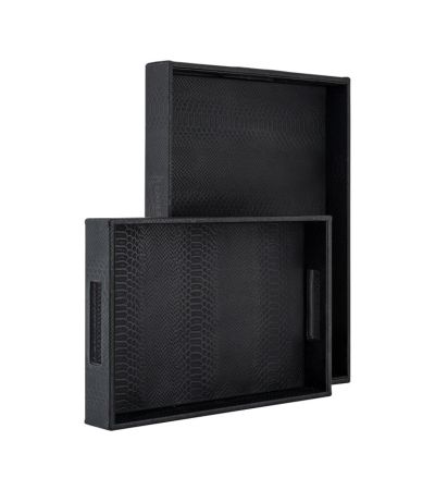 Blane Black Croco Tray Set of 2 (Black)