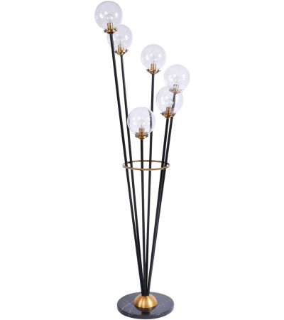Mercer Black and Brass Glass Bubble Floor Lamp By Libra | Style Our Home