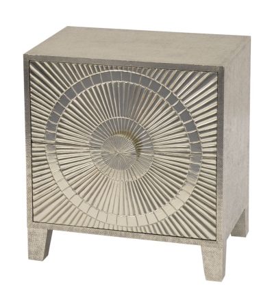 Coco Silver Embossed Metal 2 Drawer Bedside Table - Style Our Home
