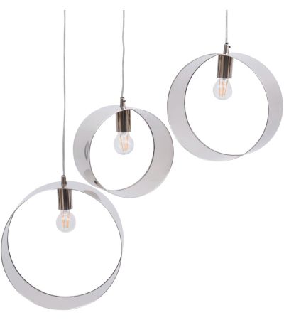Ara Set Of 3 Silver Ring Pendants E27 60W 3 by Libra Designs | Style Our Home
