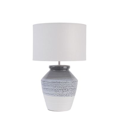 Skyline Grey and Blue Ceramic Table Lamp with Shade By Libra | Style Our Home