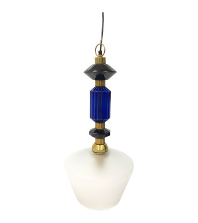 Alena Ink blue and frosted glass pendant E27 60W by Libra Designs | Style Our Home