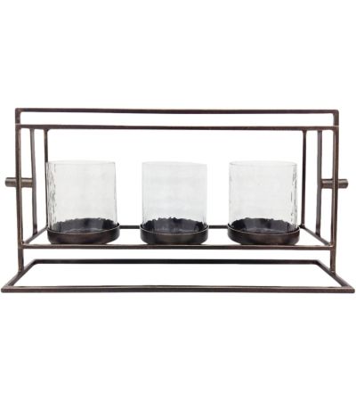 Catalan Bronze Gilded Triple Votive Holder
