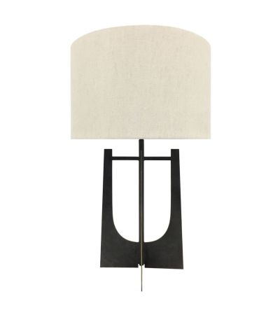 Glenthorpe Hammered Iron Table Lamp Gilded Oak with Irish Linen Shade