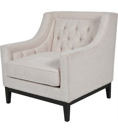 Theodore Buttoned Armchair in Ivory Fabric By Libra | Style Our Home