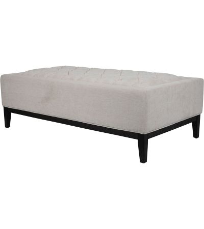 Theodore Large Buttoned  Ottoman in Ivory Fabric  By Libra | Style Our Home