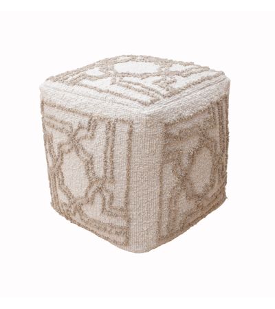 Mogila Ivory & Beige Pouffe By Libra | Style Our Home