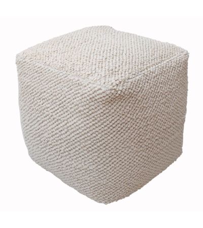 Rengat Ivory Cotton Pouffe By Libra | Style Our Home