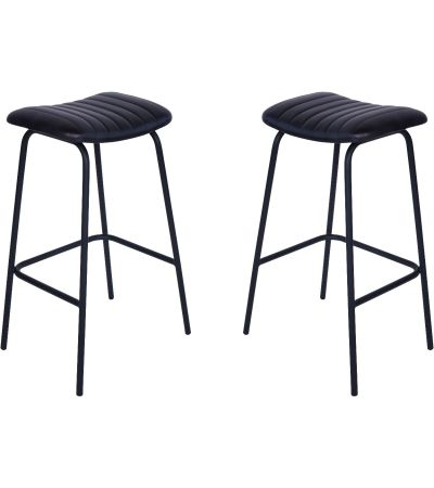 Arthur Charcoal Leather Bar Stools (a pair) by Libra | Style Our Home 