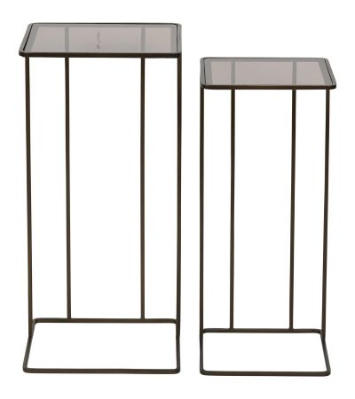 Salzburg Set of 2 Glass and Metal Side Tables Dk Gold by Libra Designs | Style Our Home
