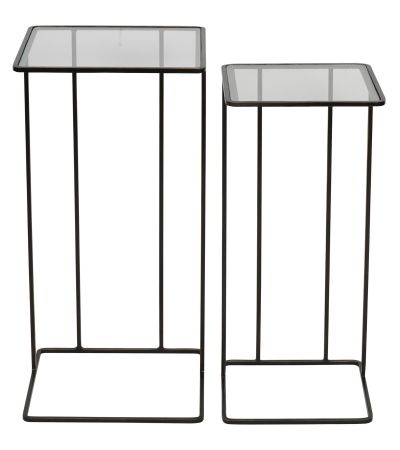 Salzburg Set of 2 Glass and Metal Side Tables Dk Bronze by Libra Designs | Style Our Home
