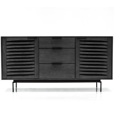 Bronks Black Acacia Buffet Cabinet with Two Doors and Three Drawers by Libra Designs | Style Our Home

