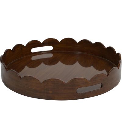 Lacquer Round Tray Maple with Scallop Edge by Libra Designs | Style Our Home
