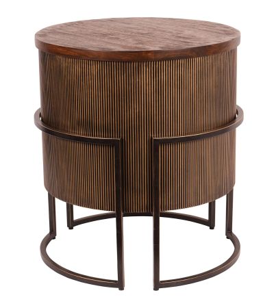 Hunter Corrugated Antique Gold End Table by Libra Designs | Style Our Home
