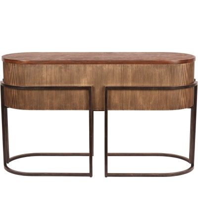 Hunter Corrugated Antique Gold Console Table by Libra Designs | Style Our Home
