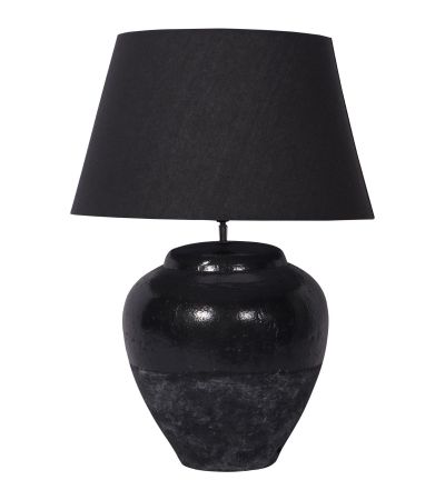 Skyline Black Terracotta Table Lamp with Shade Large E27 LED GLS by Libra Designs | Style Our Home
