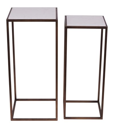Hylas Antique Copper Frame Ceramic Set of Two Side Tables by Libra Designs | Style Our Home
