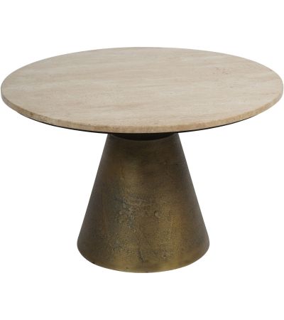Bristol II Antique Brass and Light Travertine Coffee Table Small 60cm
